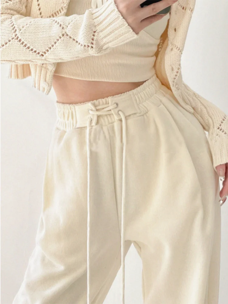 Y2k Aesthetic Cross Bandage Women Pants Casual All Match Solod High Waist Drawstring Pantalones Solid Harajuku Fashion Trousers