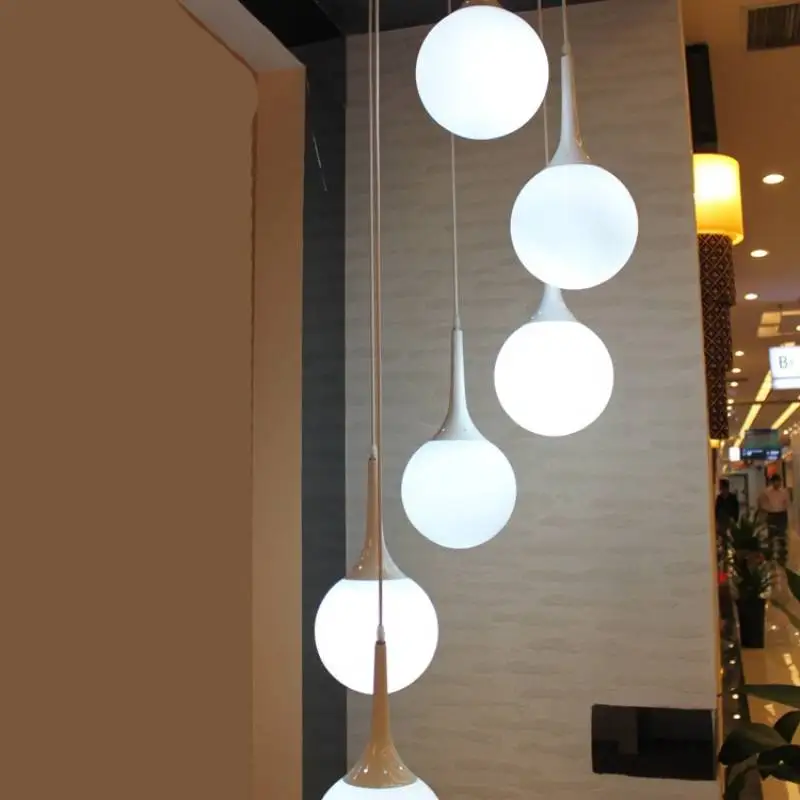 

Loft simple milk white glass ball pendant light LED E27 modern hanging lamp with 6 size for living room bedroom lobby hotel shop