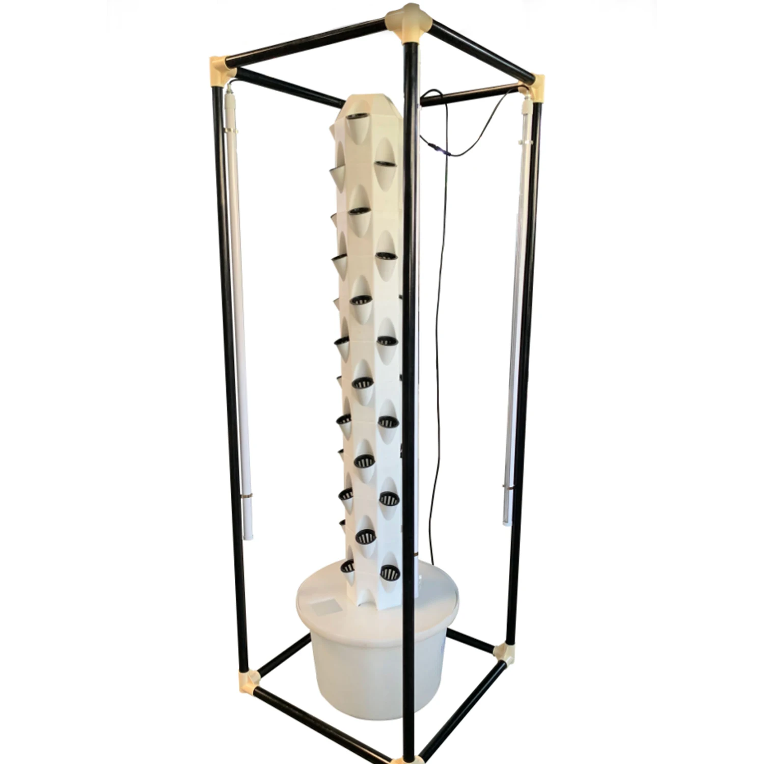 16 Layer 64 Hole Self-watering Pump Eco-friendly High Rigidity Small Space Rotate Hydroponic Tower Kit for Beginners