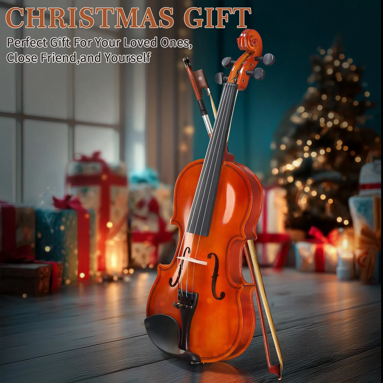 

Hot 4/4 Maple Wood Acoustic Violin w/Case + Bow + Rosin + Strings High Quality