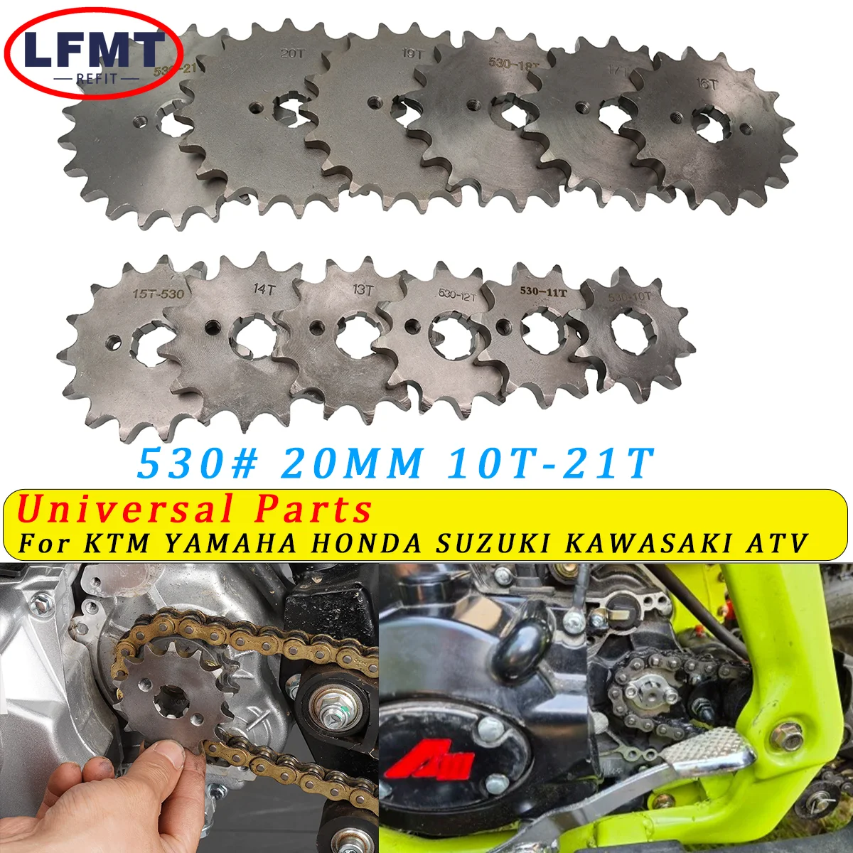 

Motorcycle Front Engine 530#Sprocket 10 11 12 13 14 15 16 17 18 19 20 21T 20mm Drive Gear For Motorbike Dirt Bike ATV Quad MOTO