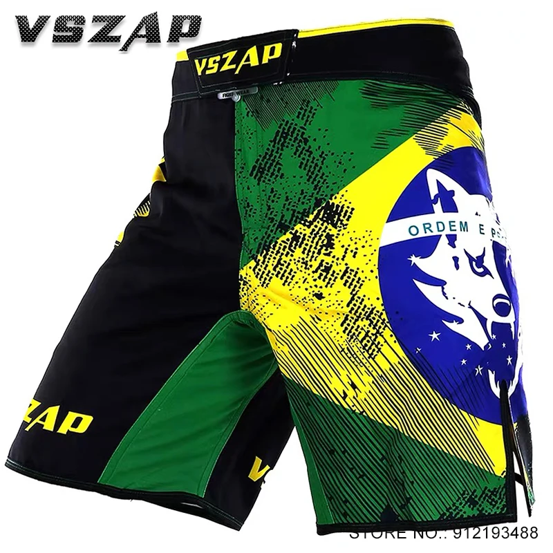 Vszap Shorts for MMA BJJ Brazilian Jiu Jitsu Athletic Training Shorts Men's Fighter Boxing Shorts Kickboxing Grappling Trunks