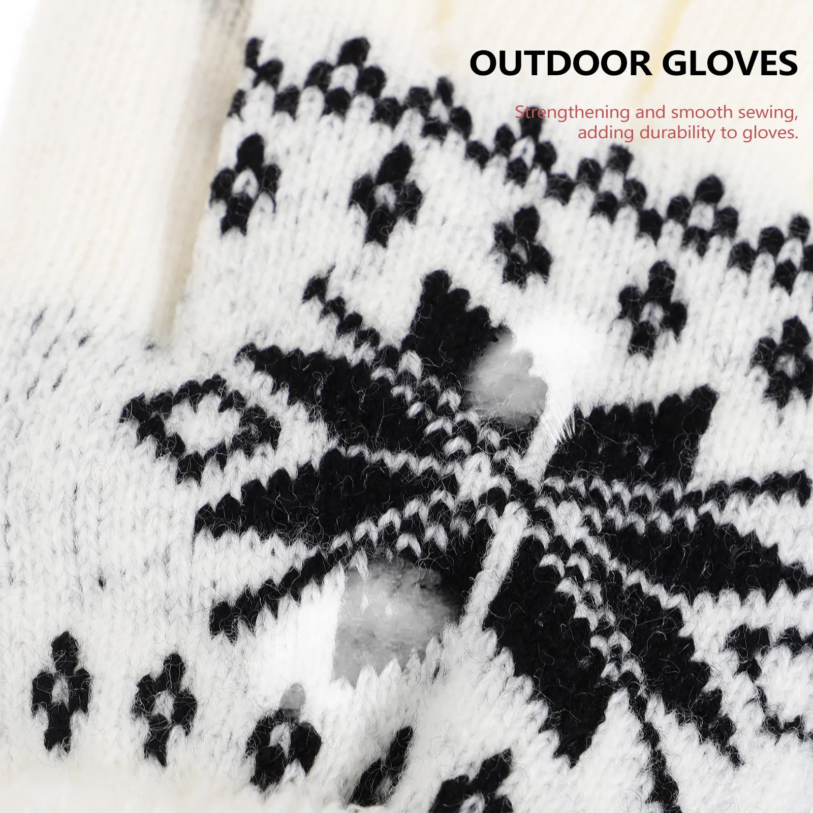 

1Pair Winter Warm Gloves Knitting Snowflake Pattern Thick Thickened Gloves for Outdoor Touchscreen Compatible Comfortable
