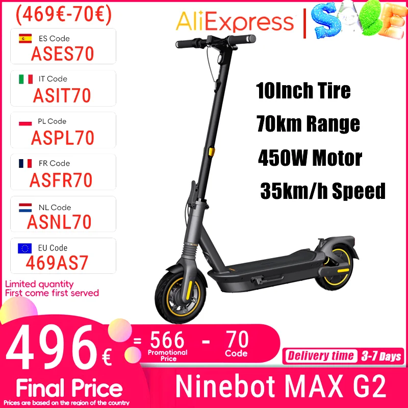 Stock ue Ninebot par Segway Max G2 Scooter électrique 35 km/h vitesse maximale mise à jour moteur