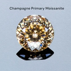 Moissanite Stone 100 Faceted Champagne Primary Color Round Shape Lab Grown Diamond Charms for Jewel Making  with Certificate