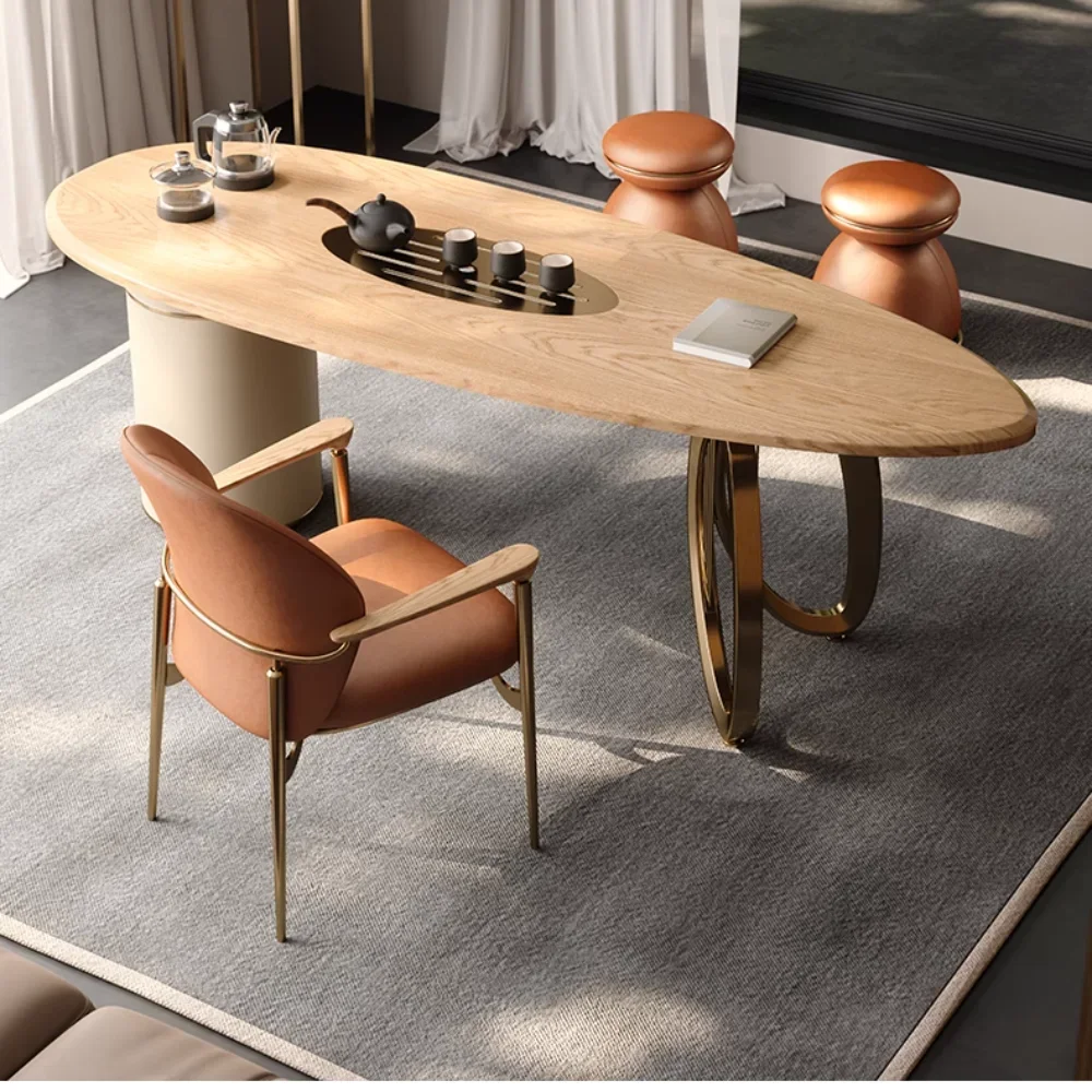 

Light luxury simple ash wood tea table Modern living room Office solid wood tea table