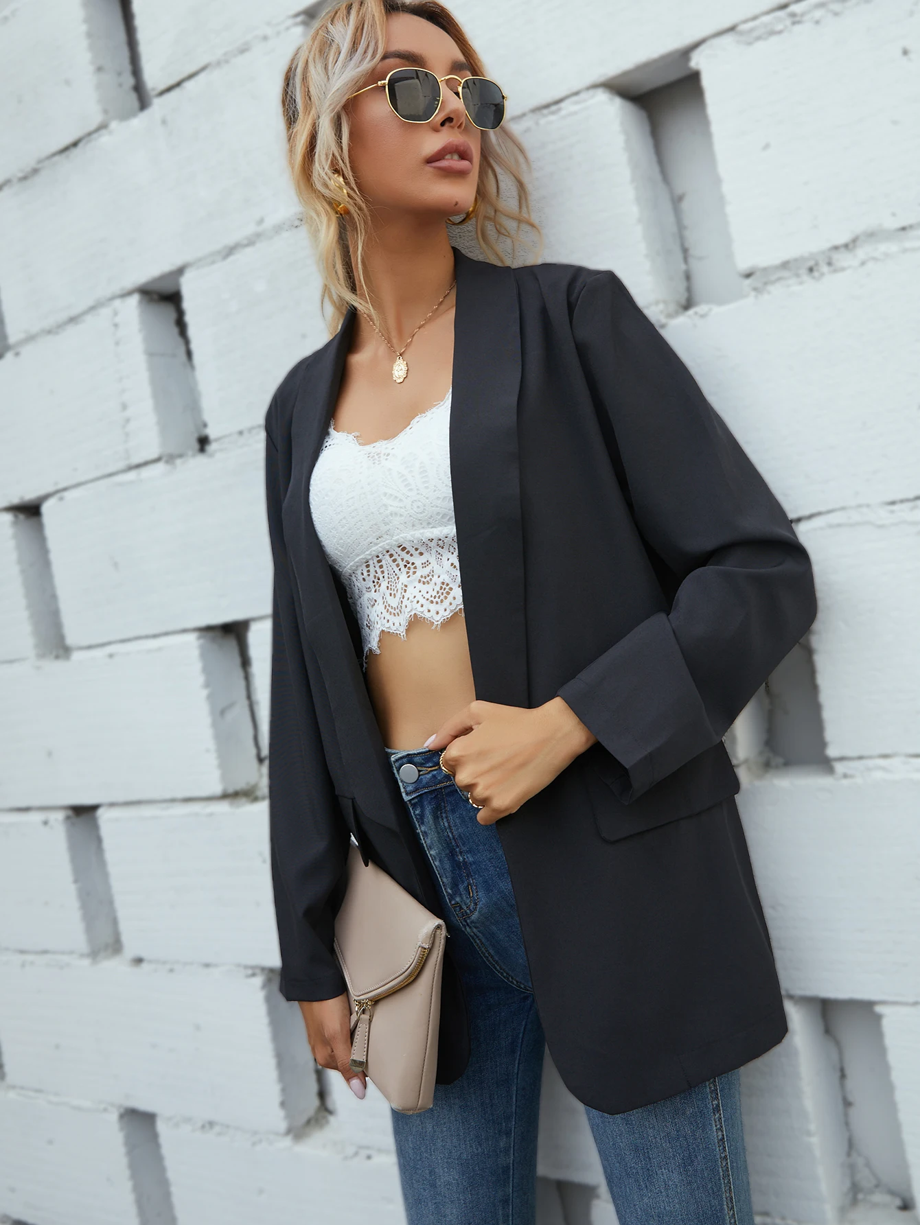 سترة نسائية للخريف والشتاء - طراز بريطاني، بلوزة فضفاضة ومصممة متعددة الاستخدامات