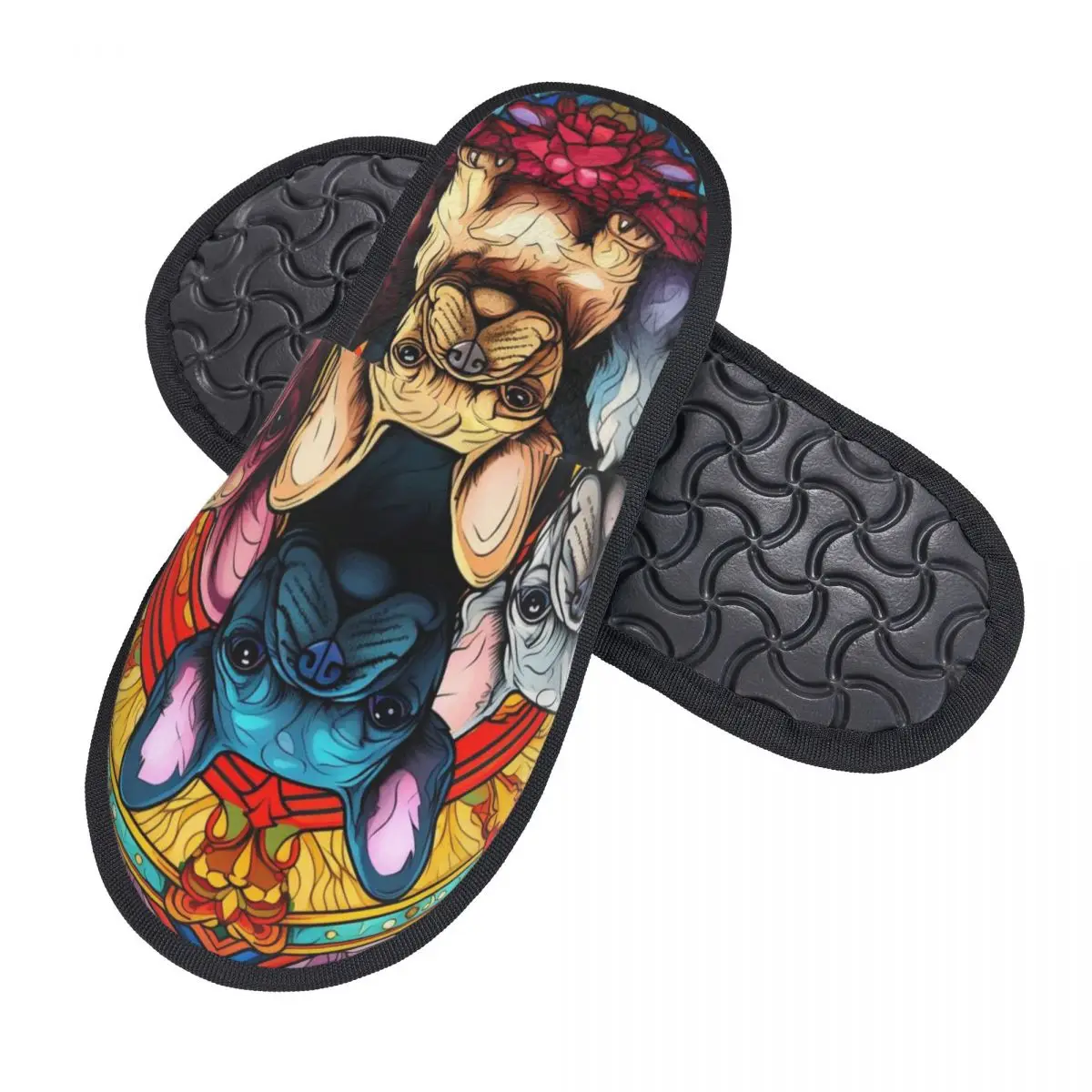 Custom French Bulldog House Slippers Women Soft Memory Foam Slip On Bedroom Slipper Shoes