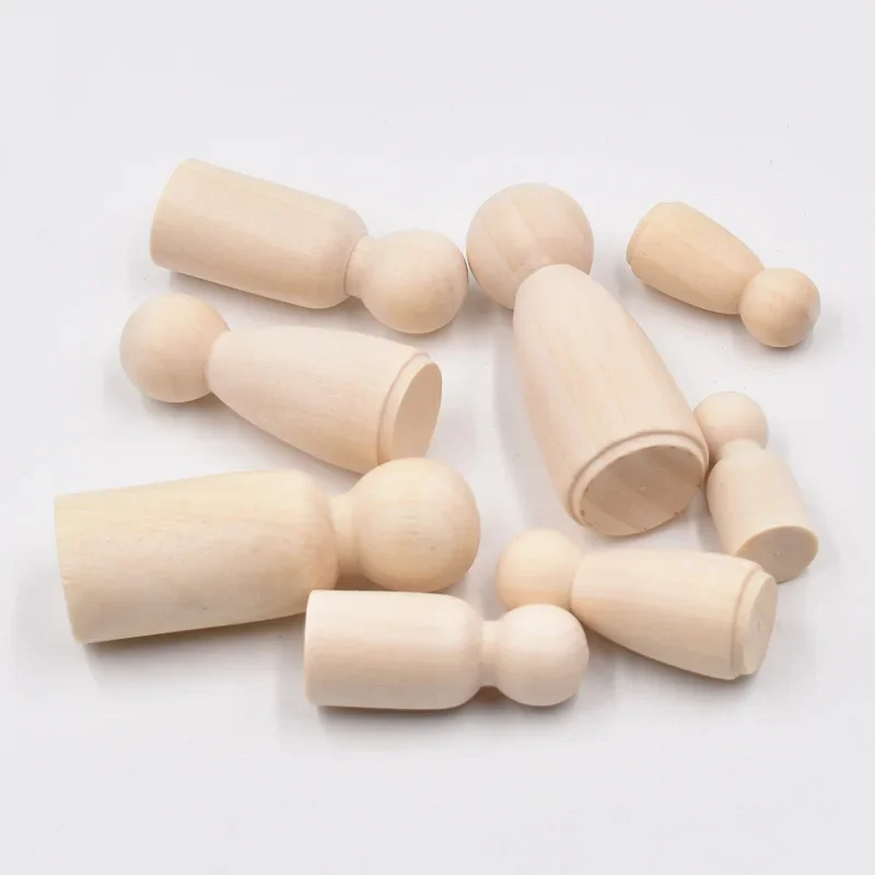 Wooden Dolls Natural Unfinished Wooden Doll Bodies People Shapes DIY Crafts Home Nursery Decoration Women Men Wooden Peg Dolls