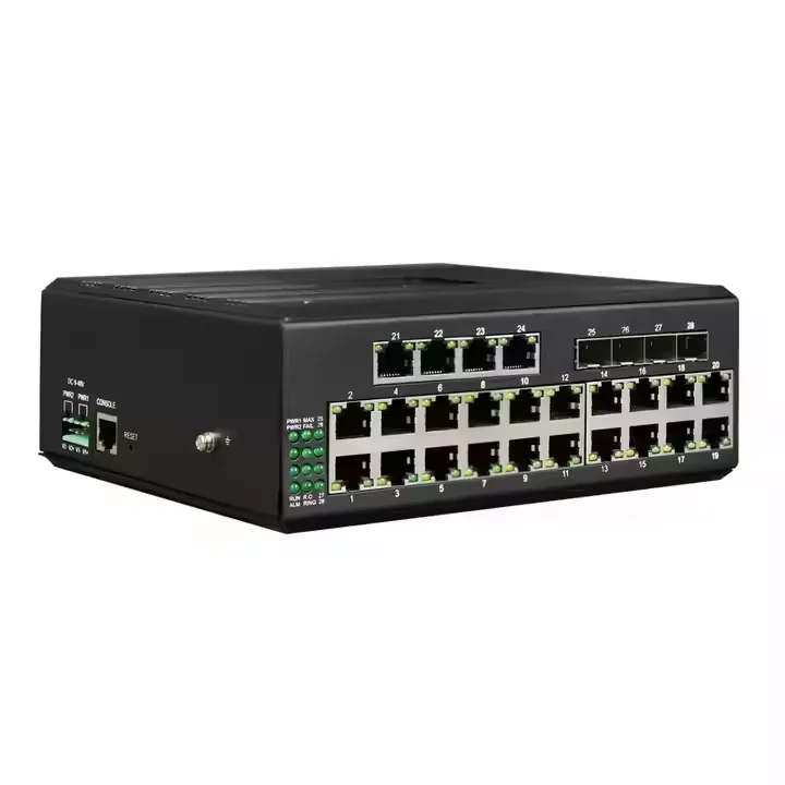 Switch industrial gerenciado da ethernet do trilho DIN 24 do porto Gigabit do trilho de Din com 4 SFP