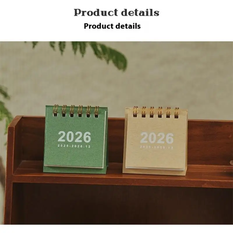1Pc 2026 미니 데스크 캘린더 창의적이고 간단한 코일 캘린더 플래너 일일 일정 계획을 위한 스탠딩 플립 주간 캘린더