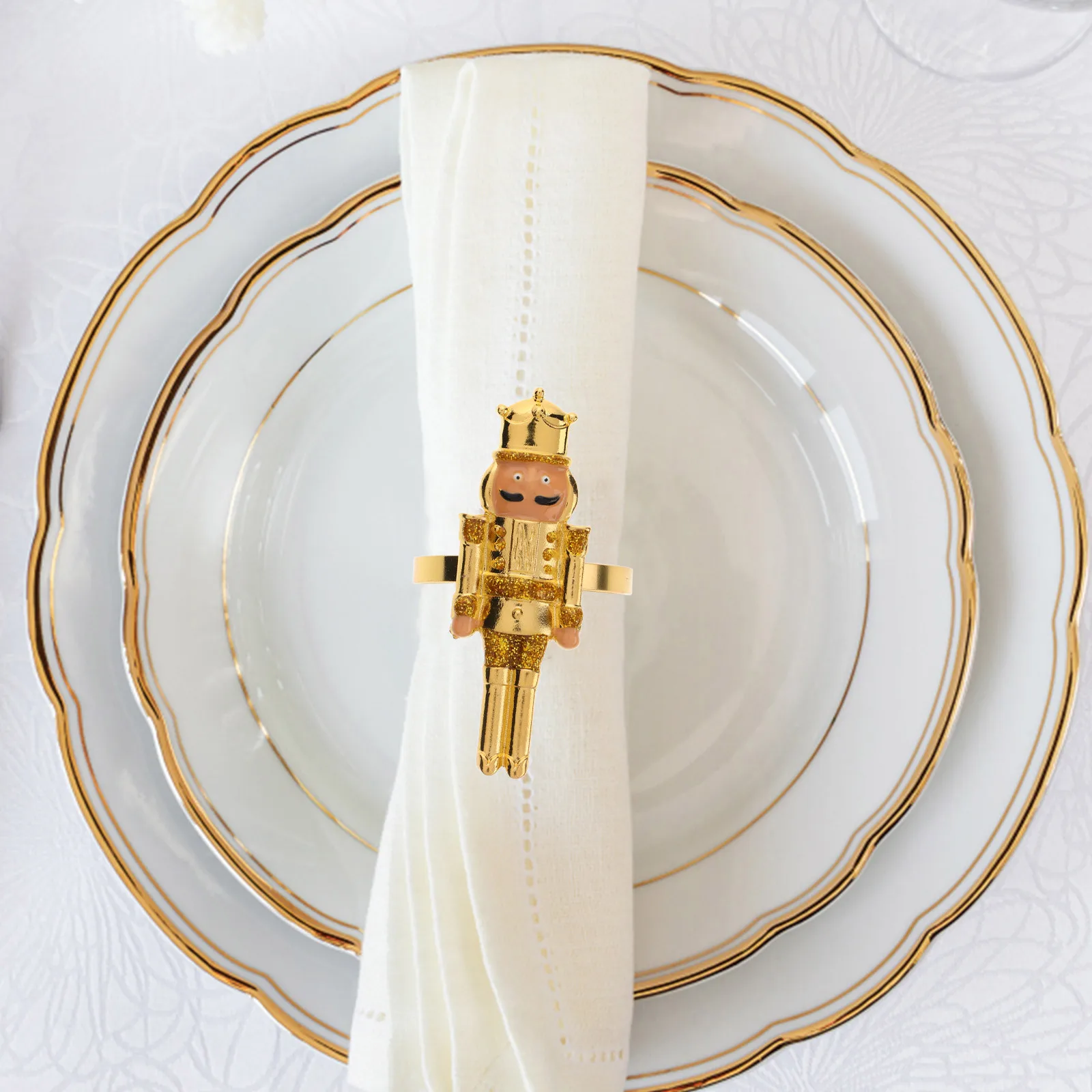 

4Pcs Nutcracker Napkin Rings Christmas Table Adornments Alloy Design Elegant Dinner Party Decor Christmas Napkin Buckle