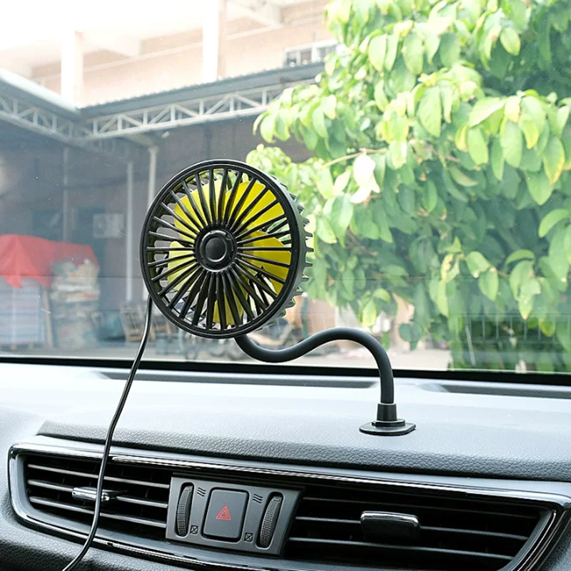 USB Car Electric Fan Strong Wind 3-Speed Cooling Fan for Rear Seat Passenger Portable 360 Degree Rotatable Car Air Fan