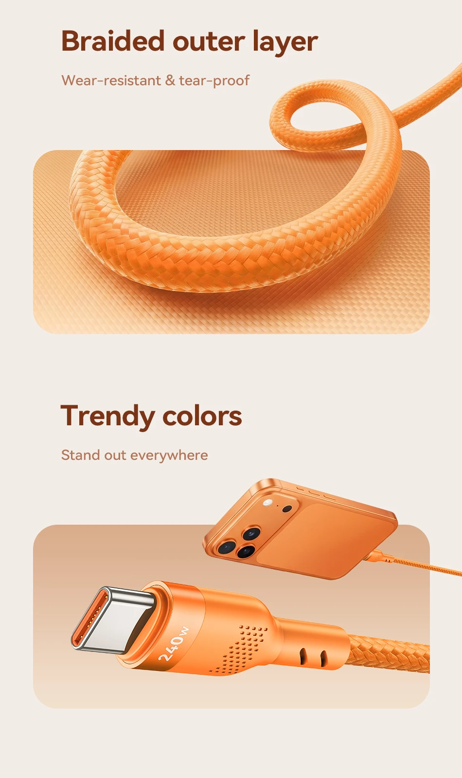 Rocoren 240W USB-Kabel PD USB-C zu Typ-C Kabel für Huawei Xiaomi Samsung USB-C Schnellladekabel Ladekabel Typ-C Kabel – Detail 21