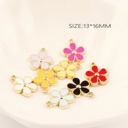 30PCS/Lot New Arrival Jewelry Flower DIY Pendants Charms Oil Drop Metal Alloy Bracelet Charm