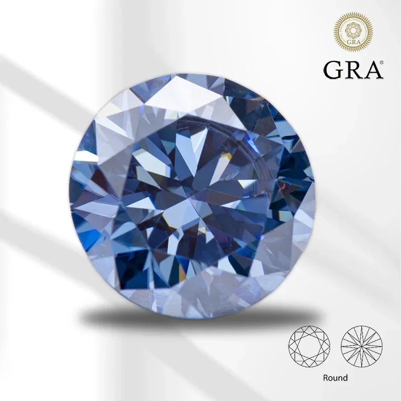 

Moissanite Stones Round Cut Royal Blue Color VVS1 with GRA Certificate Gemstone Charms Beads Advanced Jewelry Making Materials