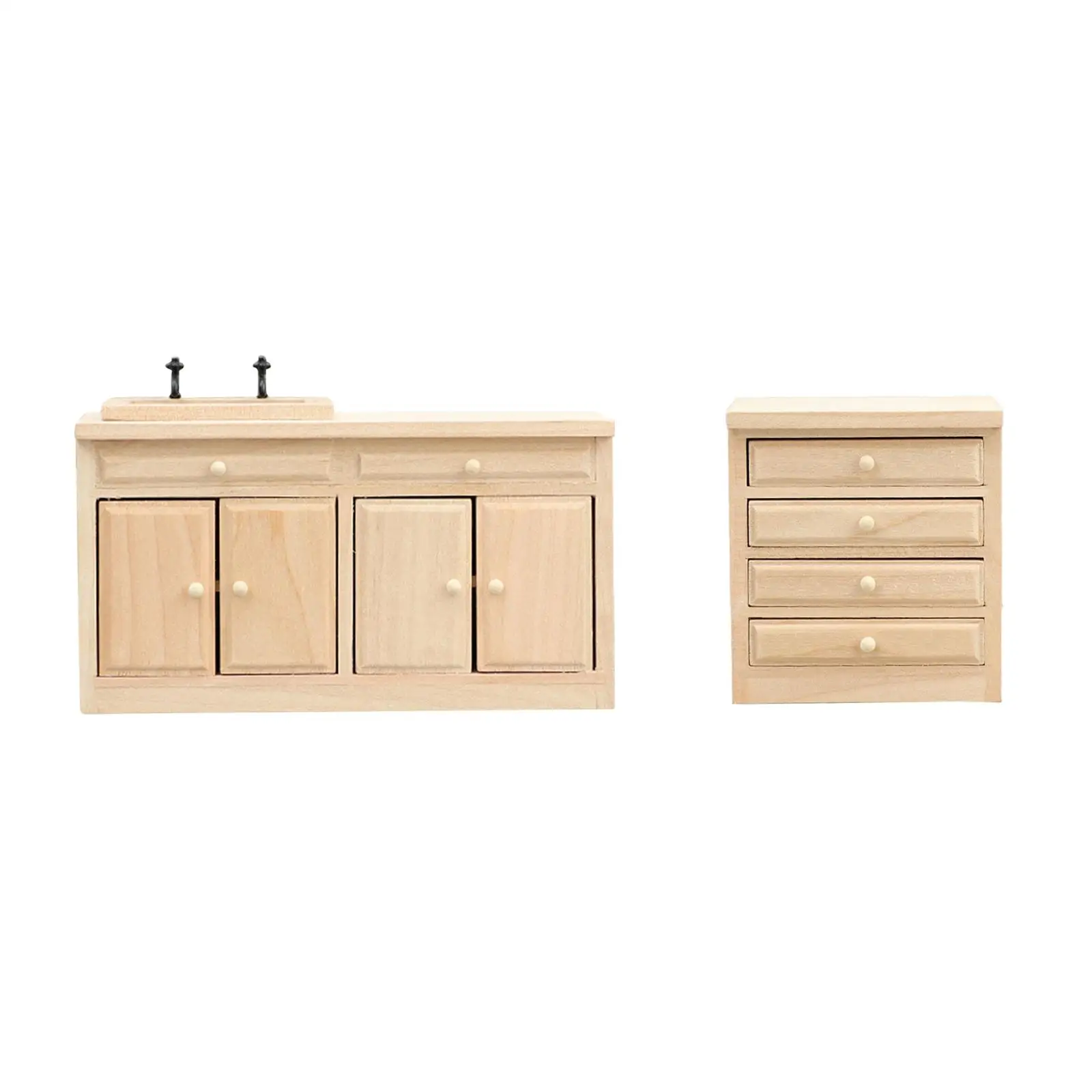 1:12 Schubladen-Miniaturen, tragbare Küchenmöbel, Sideboard, Speisekammer, simulierter Holzschrank als Geschenk, DIY-Modell, Kinder, Kinder