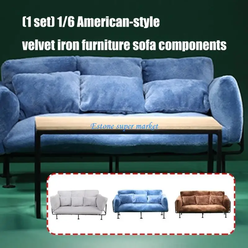 

090B European Styles Sofa Doll House Furniture Model With Removable Cushion Iron Frame