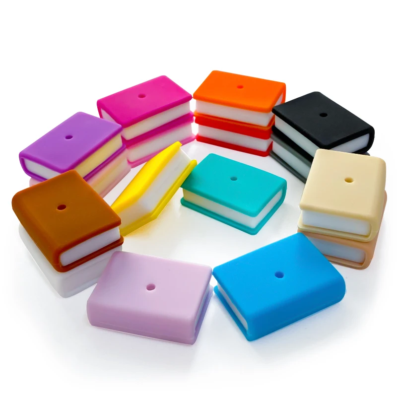 10pcs Mini New Book Silicone Beads Cartoon Pacifier Toy Accessories Beads For Jewelry Making Bulk DIY Bracelet