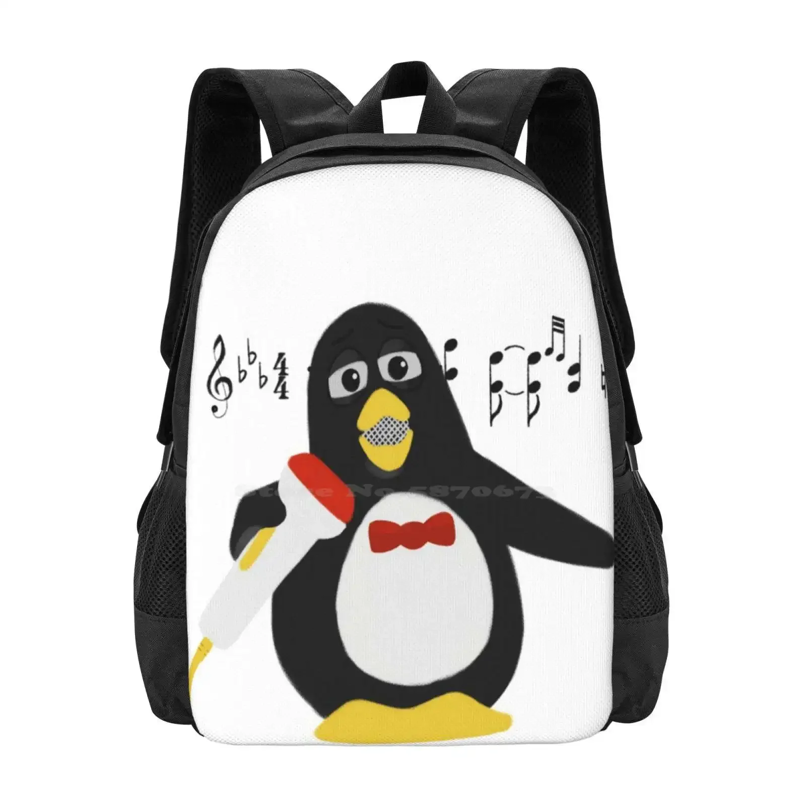 

Mic Drop Teen College Student Backpack Pattern Design Bags Wheezy Squeak Penguin