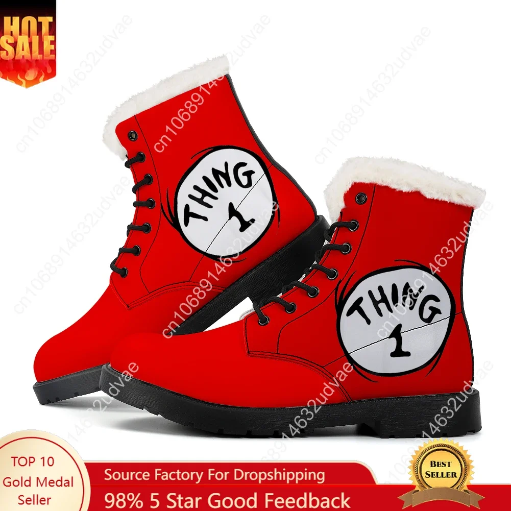 

Thing 1 Thing 2 Plush Boots Mens Womens Teenager Shoes Casual Boot Outdoor Light High Quality Print on Demand Customize Shoe