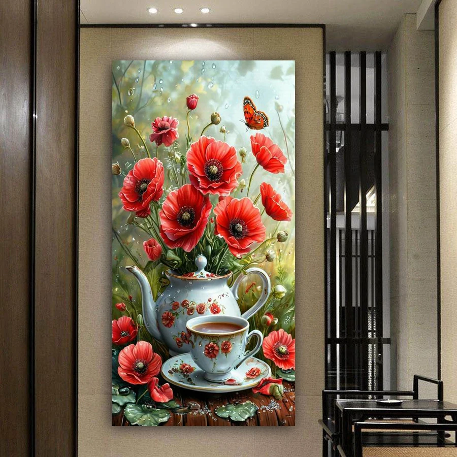 

Still Life Flowers and Vase Large Size Diy Diamond Art Painting Kits New Collection Floral Full Drill Mosaic Embroidery Picture