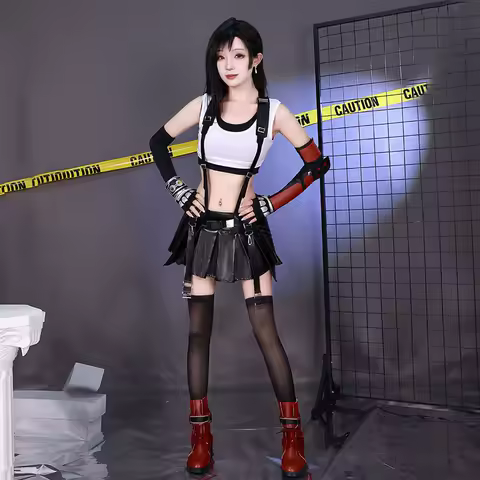 Tifa Lockhart Cosplay Costume Carnival Uniform Wig Anime Halloween Costumes Women Game
