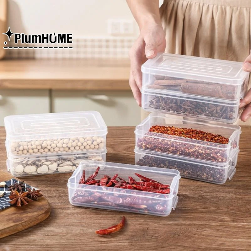 1PC Stackable Spice Storage Boxes Plastic Seasoning Jar Multi-Layer Food Container Crisper Cereal Coffee Beans Sealed Organizers