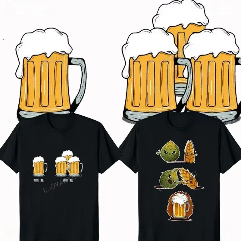 

Oktoberfest Beer Print Fusion Wheat Fighting T-irt Men Women Ultra Slim Fit Cotton Pure Youth Sle Modern Wind Autumn
