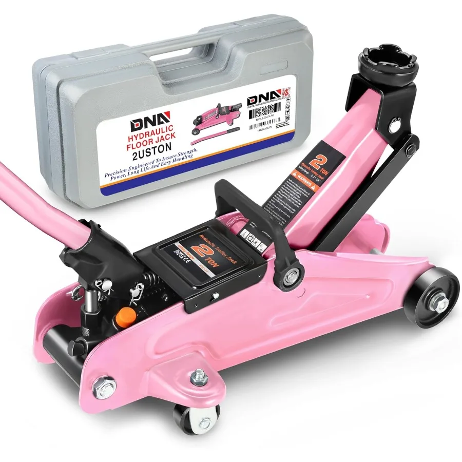 Low Profile Hydraulic Trolley Service Floor Jack 2 Ton 4000 lbs Capacity Lifting Range 5.113 Pink TOOLS00474PK
