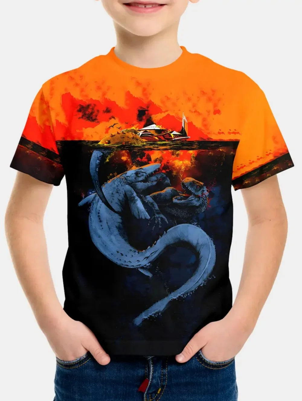 

Летняя одежда для мальчиков, детская футболка с рисунком акулы, детские рубашки для мальчиков, повседневная крутая летняя модная футболка с круглым вырезом для мальчиков