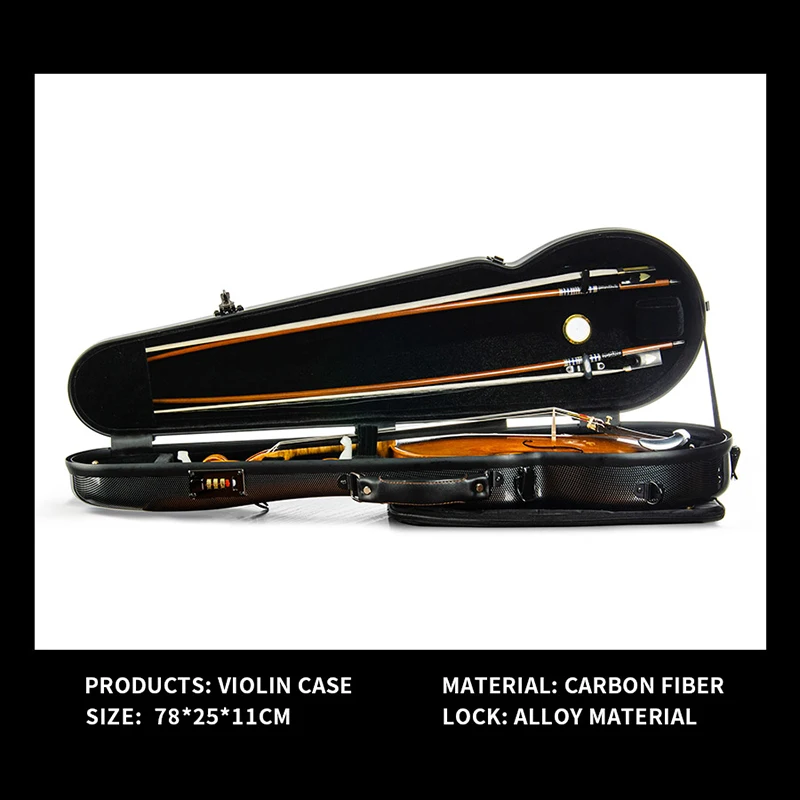 CHRISTINA Violin Case Violin Box Carbon Fiber 4/4 Size NEW Style with Sheet Music Bag Code Lock Multicolor Available Ultralight