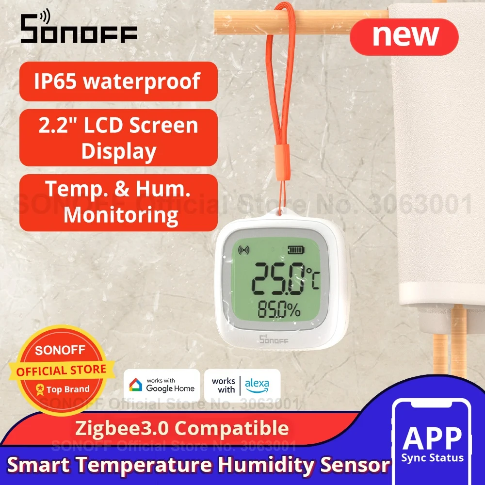 SONOFF SNZB-02WD IP65 Zigbee LCD Датчик температуры и влажности для умного дома ° C/ ° F Работа с Alexa Google Home Нужна Sonoff Zigbee Hub