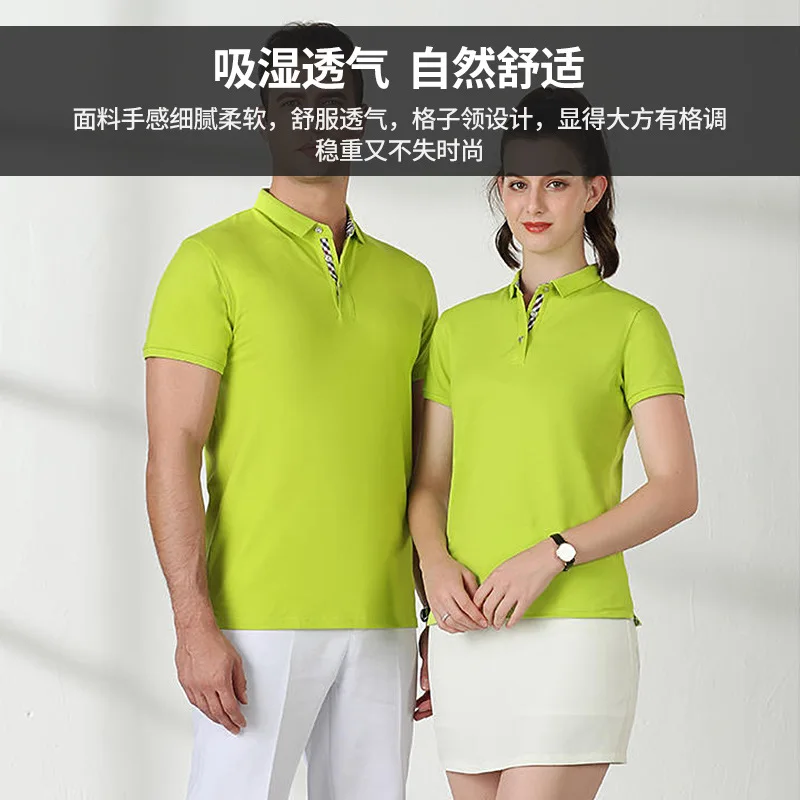 Flip collar T-shirt, women's pure cotton POLO shirt, summer flip collar workwear, printing, image, trendy brand supply