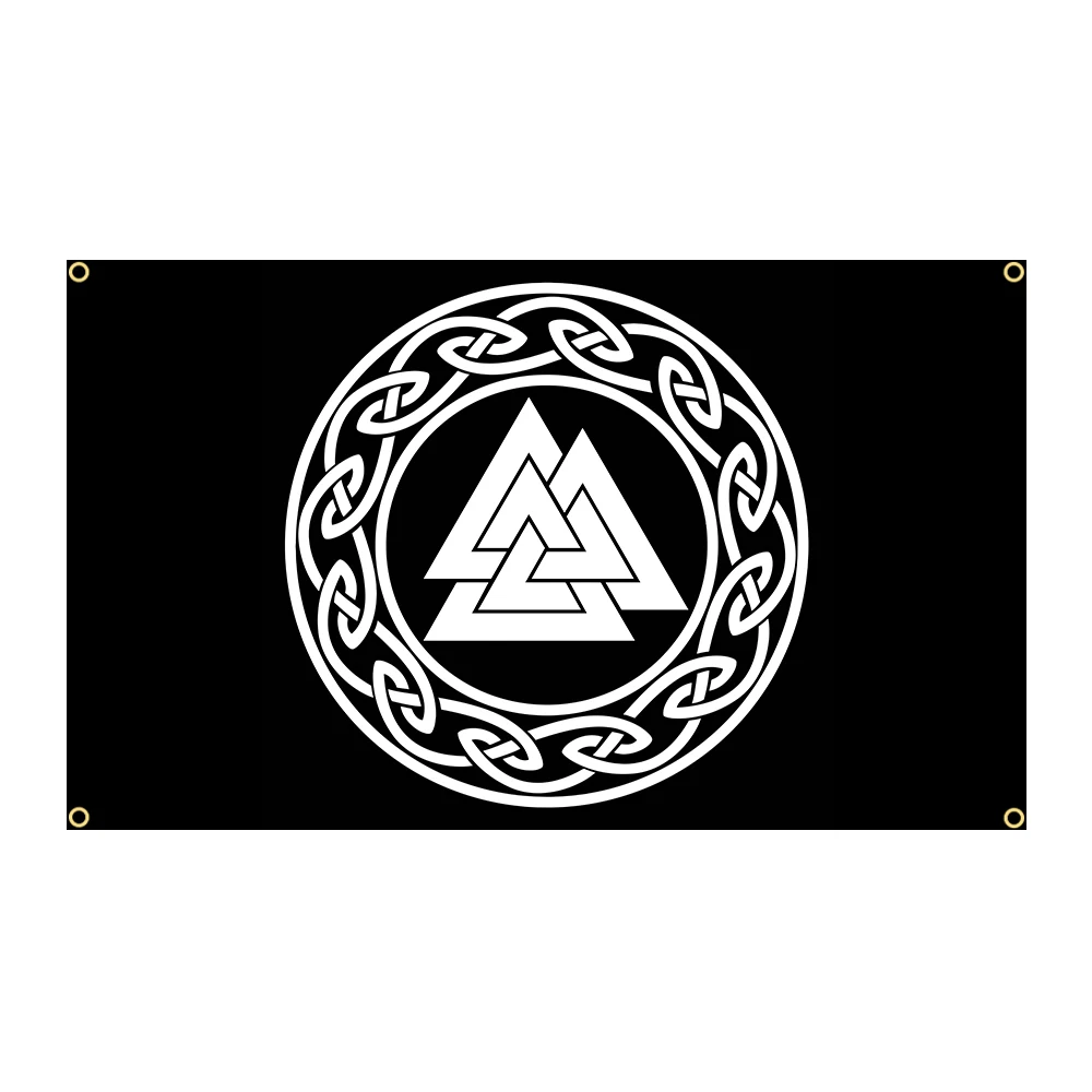 Jemony 90x150cm 3x5FTS The Viking Hammer of Thor Flags Runic Viking Compass Norse Mythology Valhalla Tattoo Scandinavian Banner