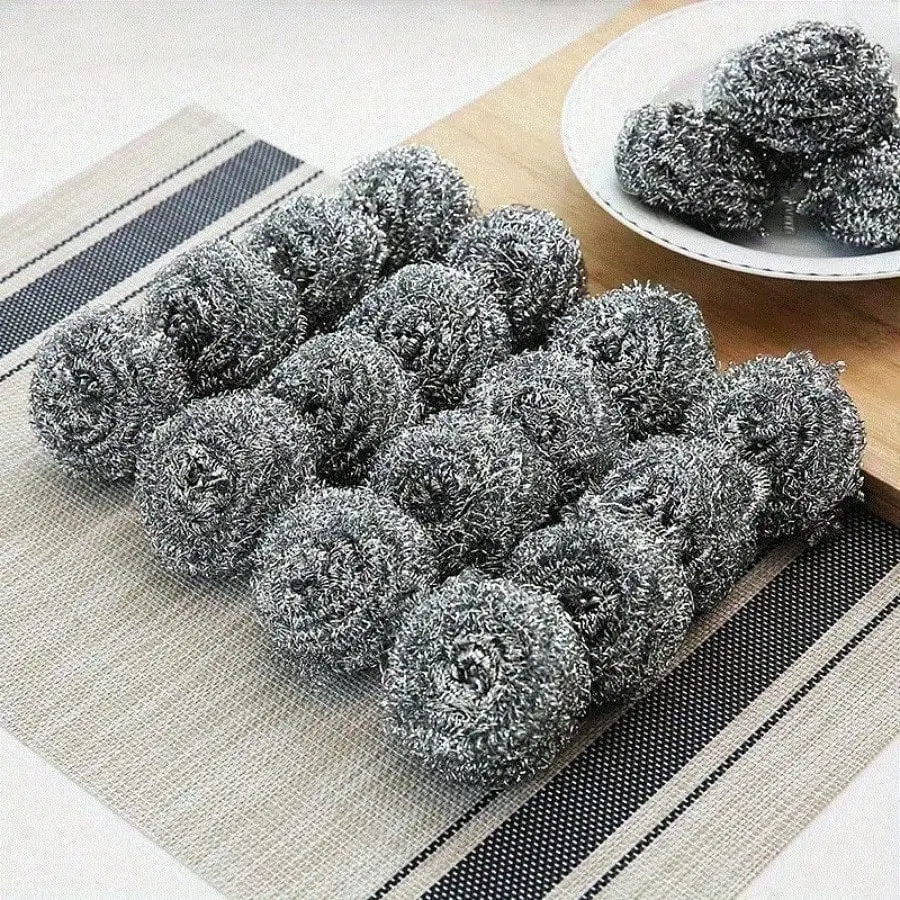 20-Pack Stainless Steel Wire Balls, Copper Filament Cleaning Brushes, Durable Rust-Resistant Industrial Cleaning Tools For Kitchen, Floors, Toilets, Shine Restoration Cleaning Supplies Cocina