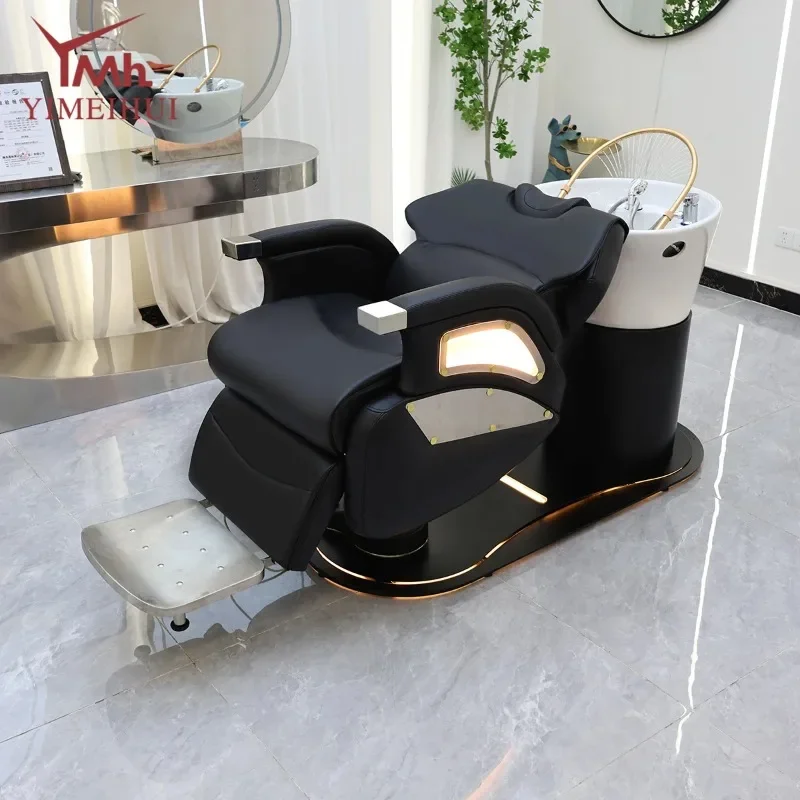 M138 TTT Beauty Full Body Massage Electric Shampoo Chair Wash Unit With White Bowl Basin Backwash Massage Shampoo Chair