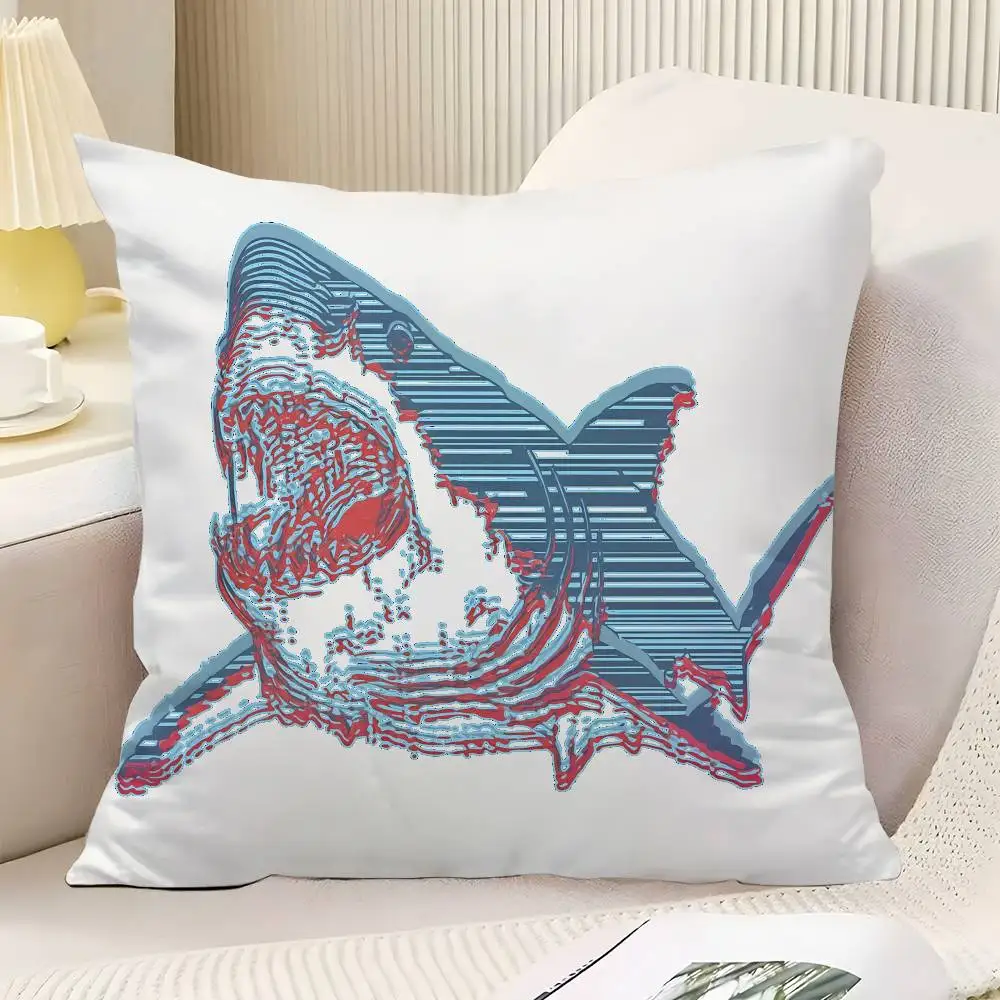 Shark Throw Pillow Cover Neutral Decor Cushion Cover Soft Sofa Couch Bed Home Decor Pillow Case