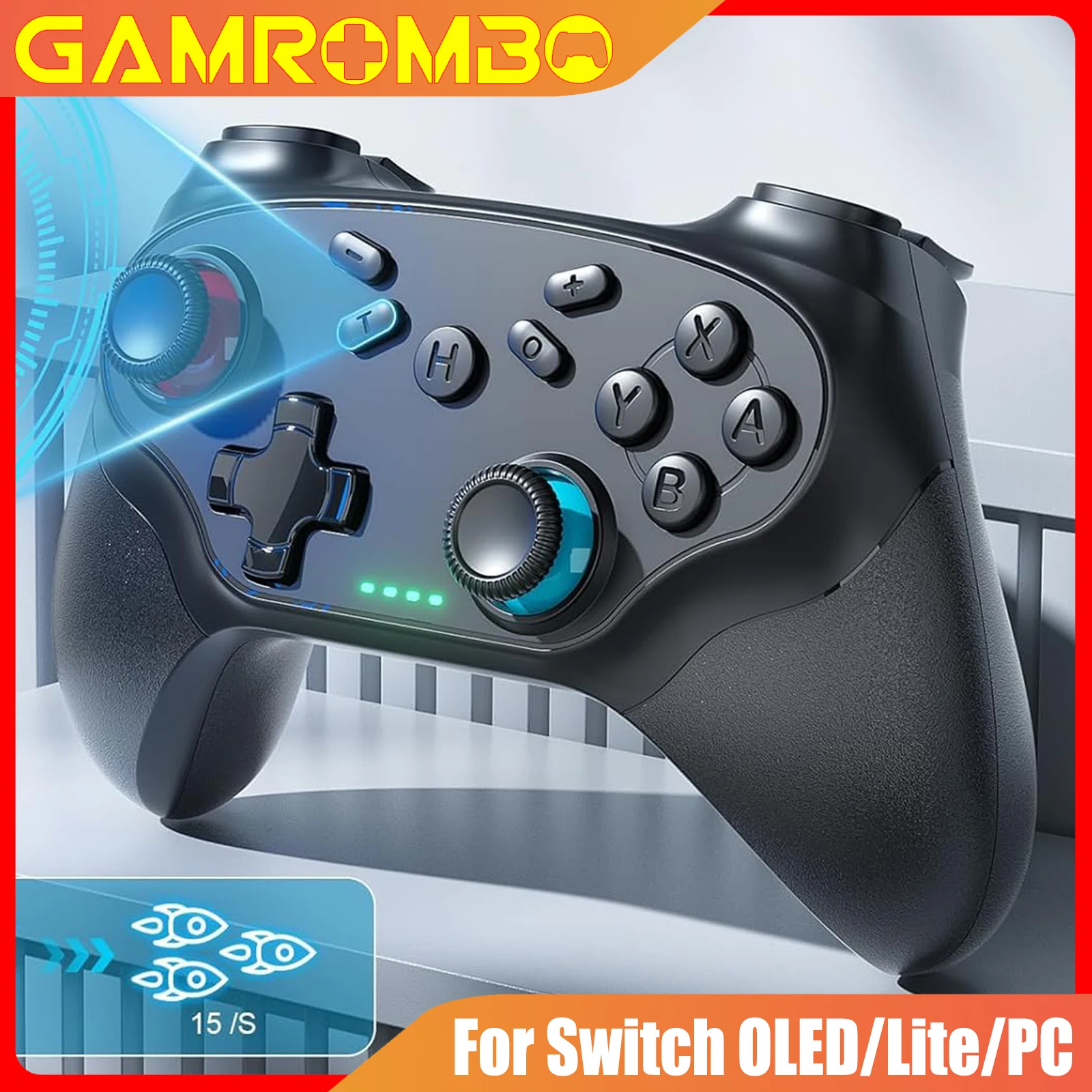 

GAMROMBO Controller For Switch Oled/Lite/PC Wireless Game Joystick W/ 6-axis Gyro Turbo Vibration Gamepads Remote Control Handle