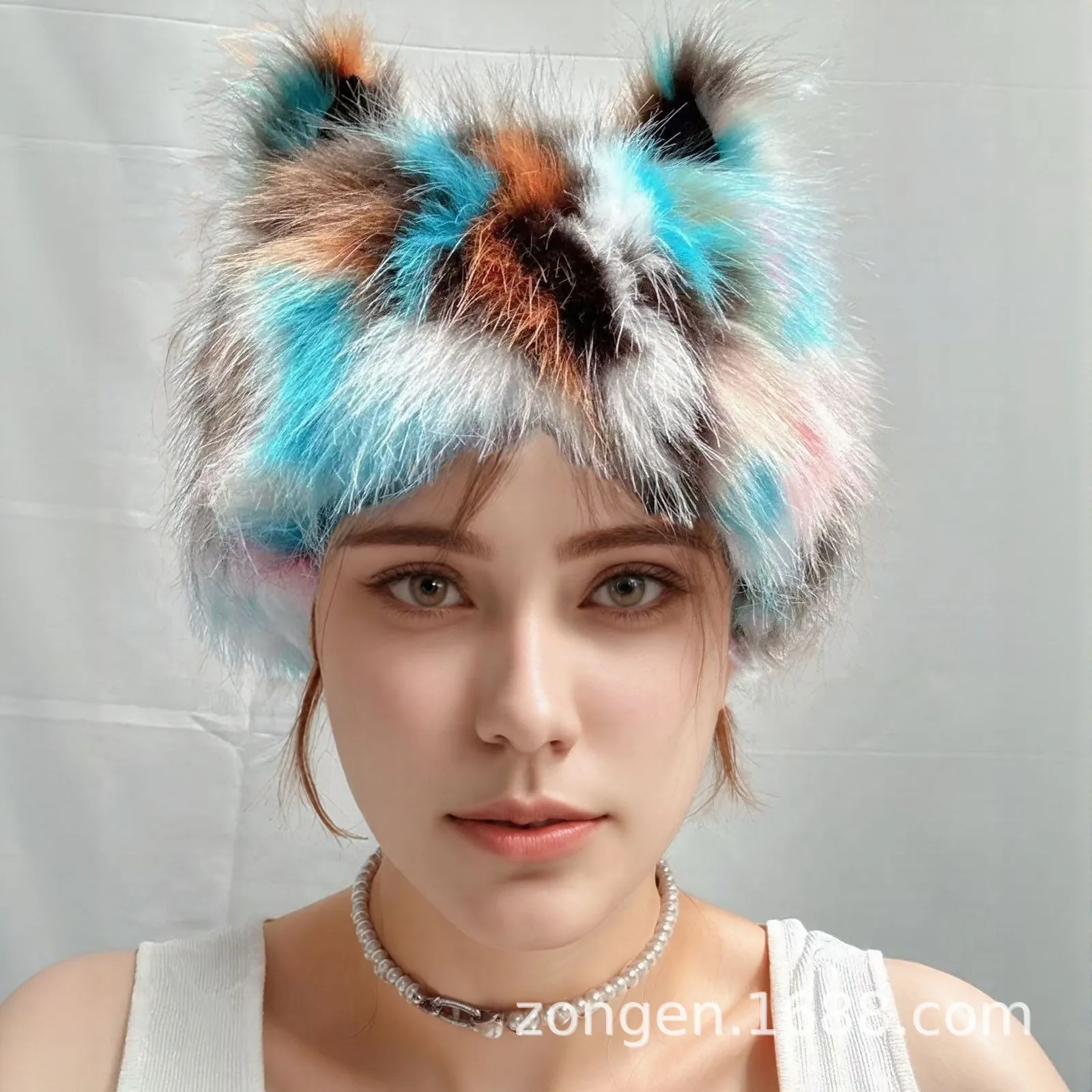 새로운 푹신한 퍼 모자 버킷 비니 모자 여성용 스컬리 캡 플러시 피셔맨 모자 따뜻한 여성용 겨울 모자 스플라이스드 페스티벌