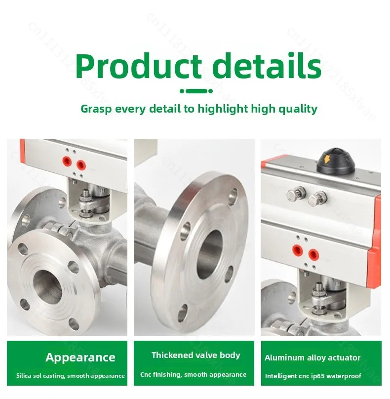 Industrial Pipeline Control Accessory Stainless Steel Pneumatic 3‑Way Ball Valve T‑L Type Flanged For Steam Fluid System