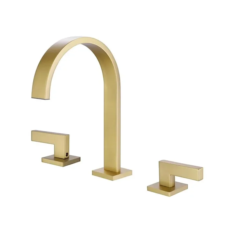 

Brushed Gold Bathroom Black Basin Sink Mixer Tap Widespread Black Wash basin 3 Hole Chrome Lavotory