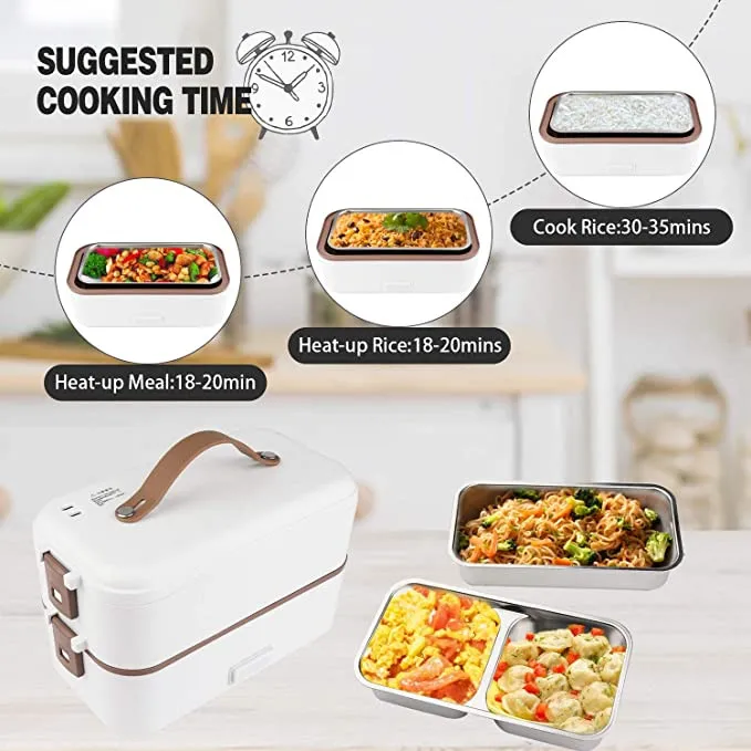 110/220V Portable Rice Cooker Heating Bento Lunch Box Electric Thermal Food Heater Steamer Cooking Container Office Warmer VIP