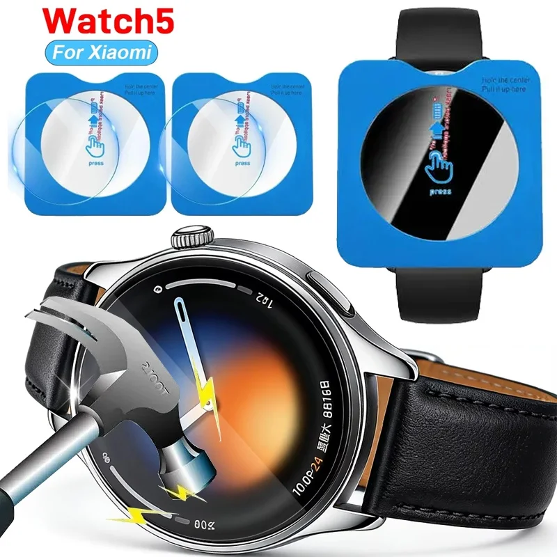 1–3 Stück Auto-Installations-Displayschutzfolien aus gehärtetem Glas für Xiaomi Watch 5 Smartwatch, bruchsichere, wasserdichte Schutzfolien