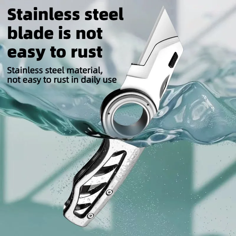 CLX Stainless Steel Folding Utility Knife Sharp Pocket Knife Hand EDC Survival Tool Corkscrew Replaceable With 10Pcs SK5 Blade