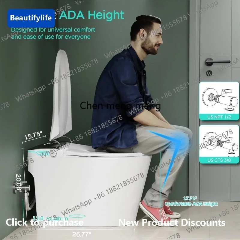 

Умный унитаз M183 удлиненной формы со встроенным биде, высота биде по стандарту ADA, дозатор пены, моноблочный унитаз с мгновенным подогревом воды и функцией сушки