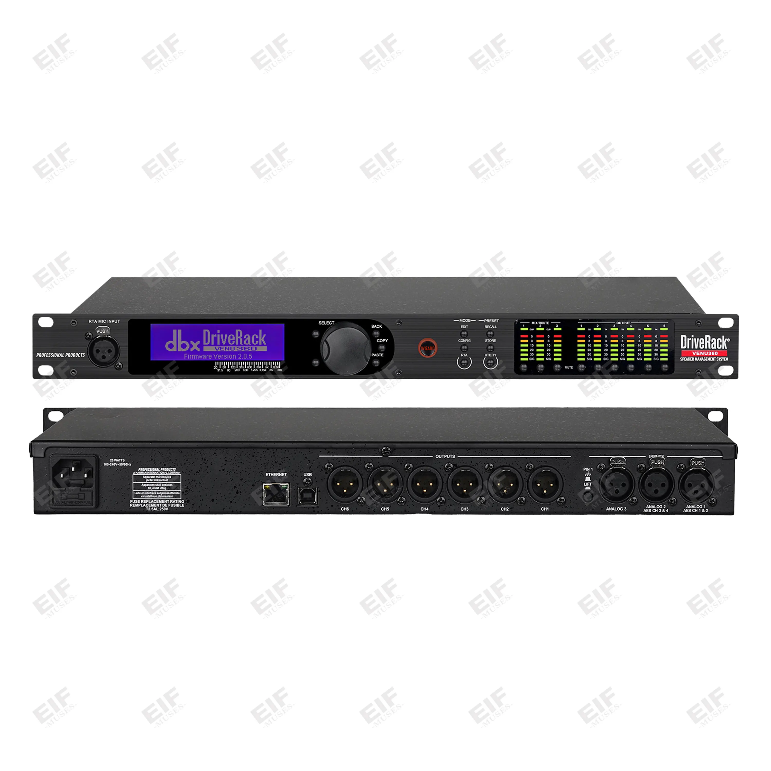 Driverack EIF Professional 360 3 in 6 Out  Digital Audio Processor  1U Rack Mount  DSP for Stage Performance Audio System