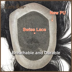 Australia Men Toupee Lace And Npu Wig For Men Capillary Prosthesis Durable 100% Real Human Hair Indian Hair Replacement Systems