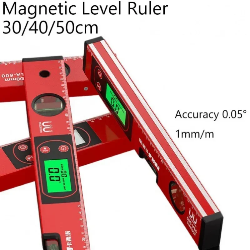 30 40 50cm Digital Display Level Ruler Magnetic Angle Meter Aluminum Alloy Protractor Inclinometer 90 Degree