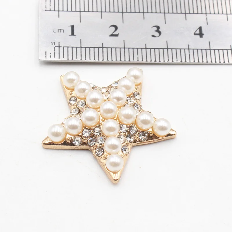 5pcs30mm Starfish Diamond Pearl Alloy Button DIY Clothing Handicraft Decoration Accessories